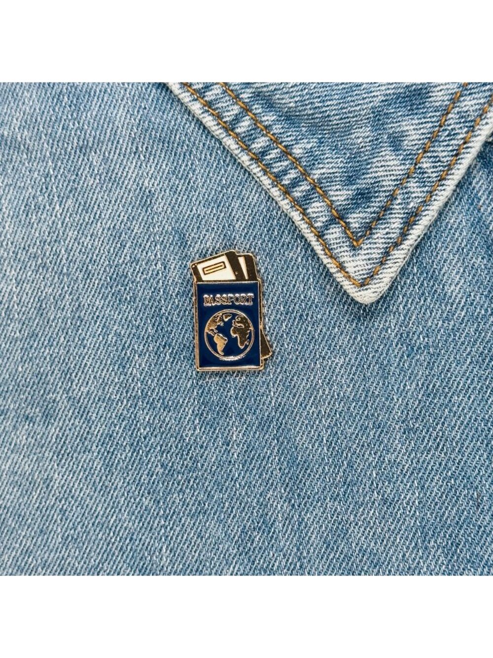 ⭐Enamel Pin Passport Travel & Places Jewelry Brooch Gold Blue Icon Cartoon New
